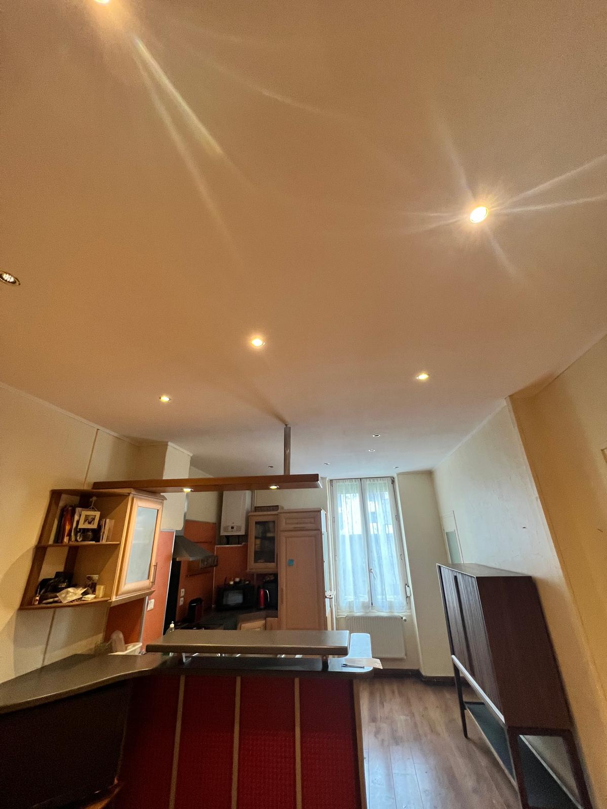 Photo d'une salle de séjour avec des spots encastrés dans le plafond.